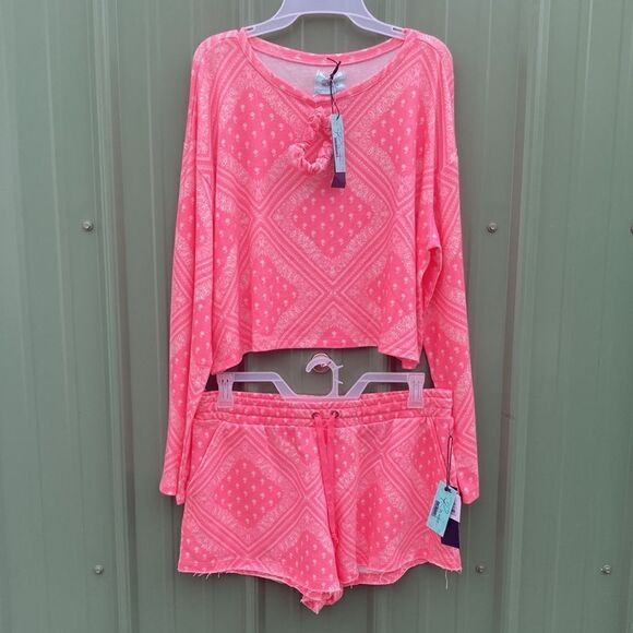 Range RockNRoll Western FLOWY BANDANA PRINT TOP & Shorts Lounge 2-pc Set Size XL - Picture 1 of 10